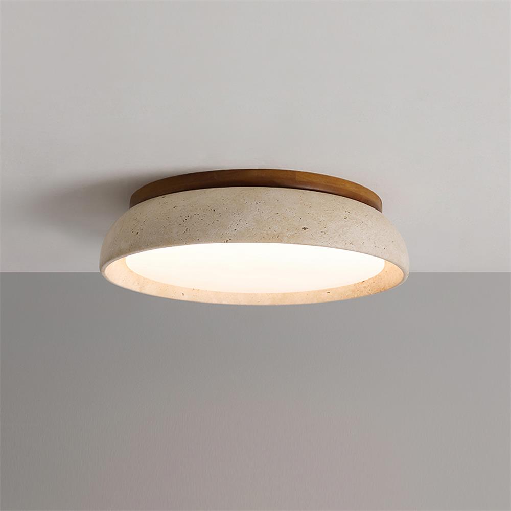 Lampa Sufitowa Minimalistyczna z Naturalnego Trawertynu i Drewna