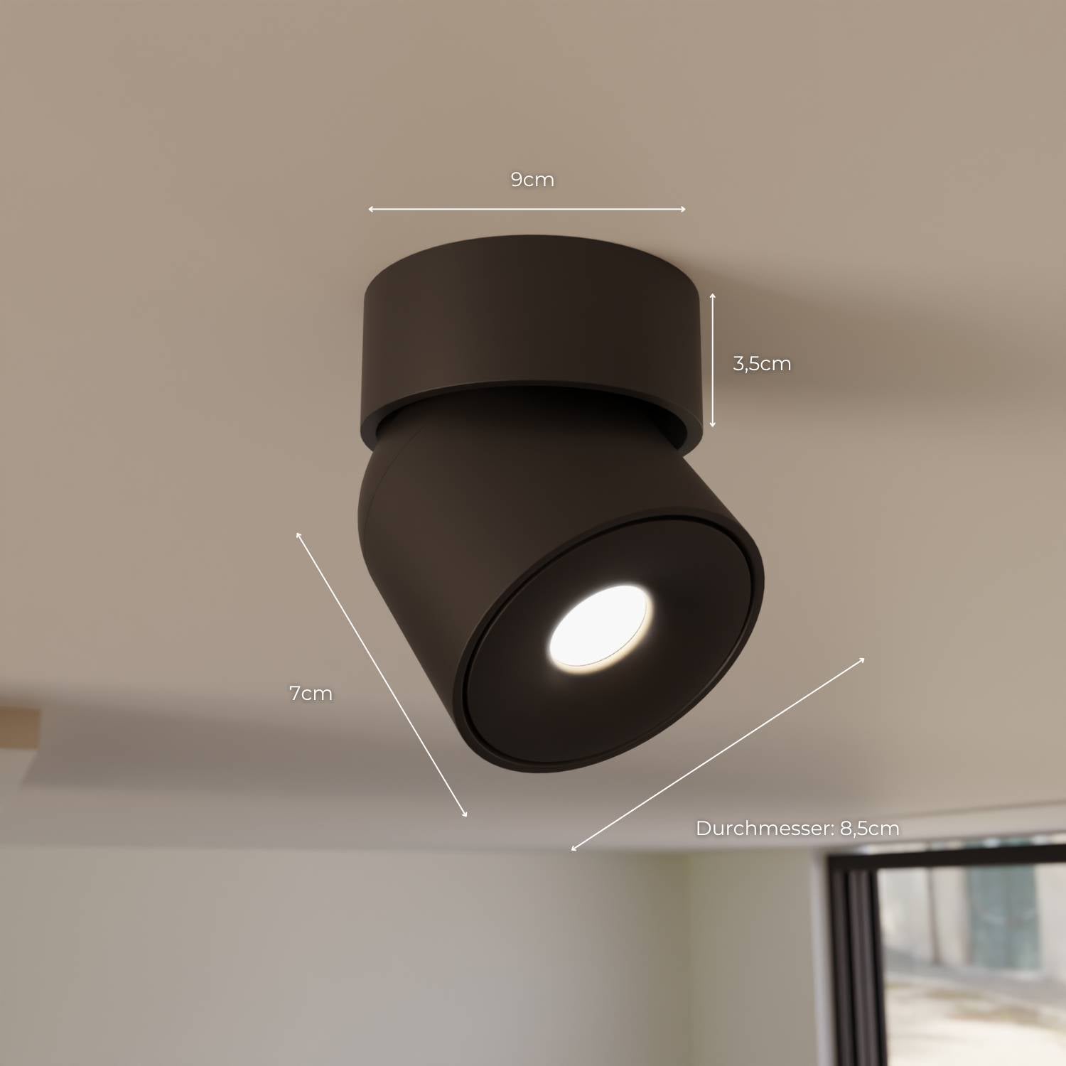 Lampa Sufitowa Minimalistyczna z Obrotową Głowicą do Montażu na Suficie i Ścianie