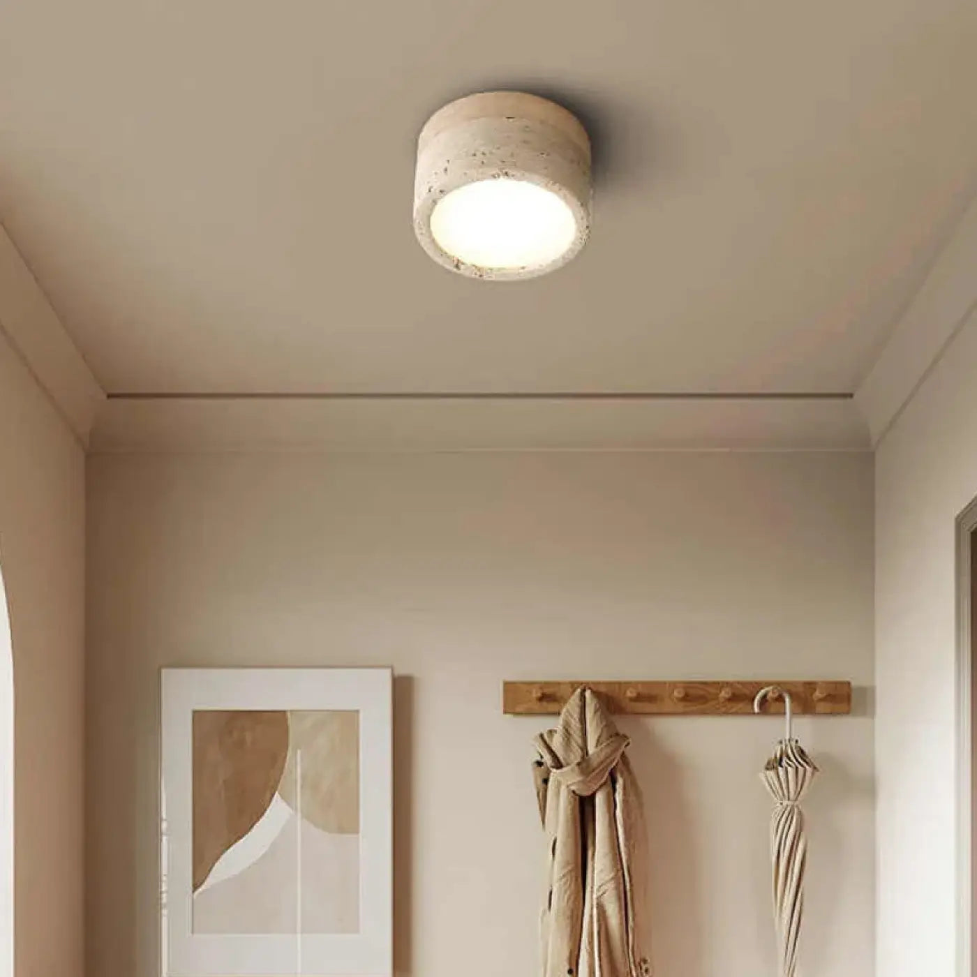 Lampa Sufitowa Minimalistyczna z Okrągłą Kloszem Kamiennym