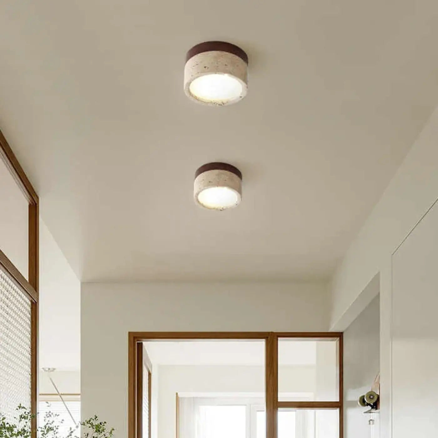 Lampa Sufitowa Minimalistyczna z Okrągłą Kloszem Kamiennym