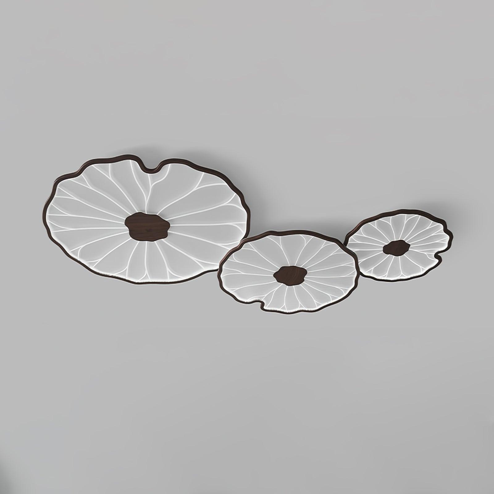 Lampa Sufitowa Modern Liść Lotosu z Drewnianym Wykończeniem i LED