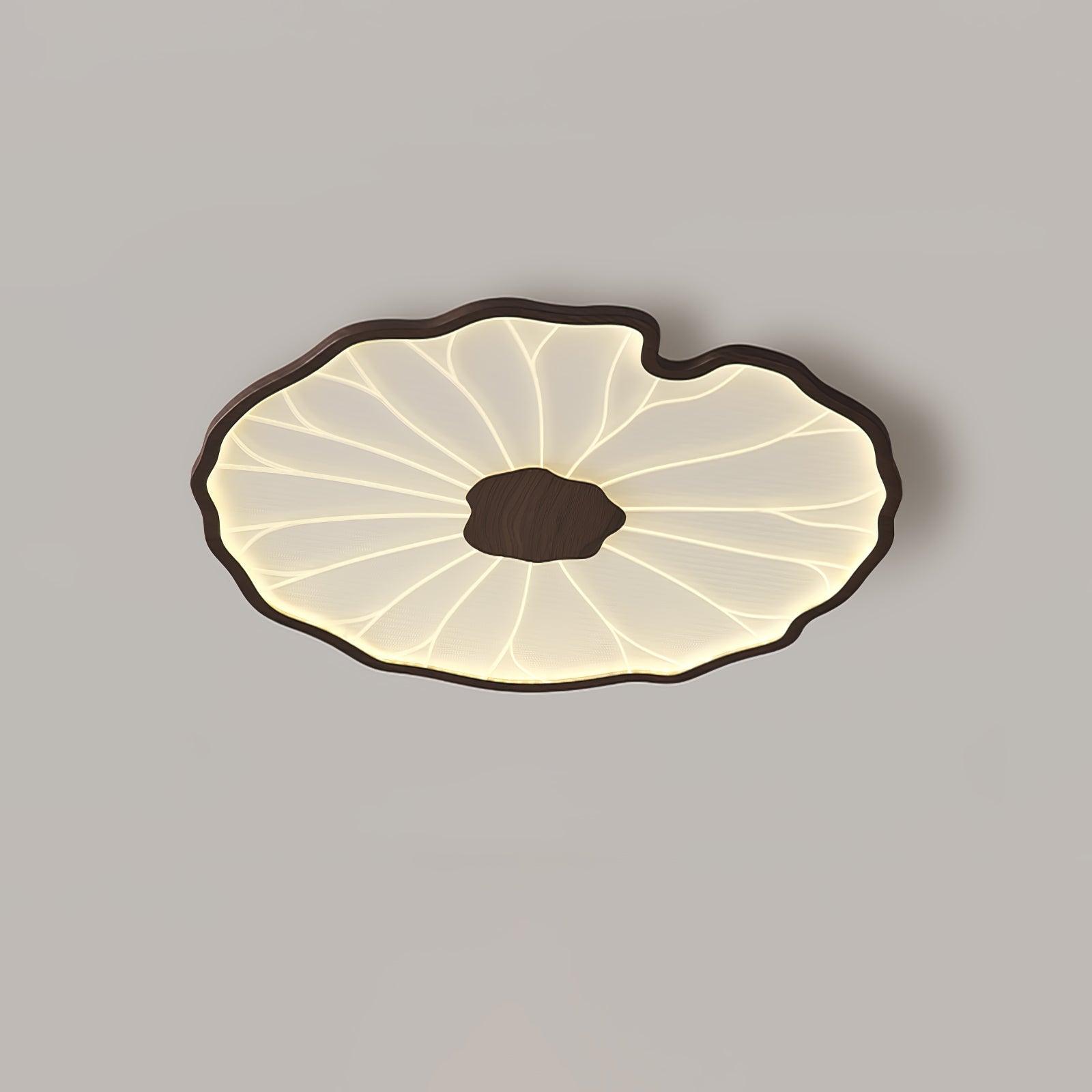 Lampa Sufitowa Modern Liść Lotosu z Drewnianym Wykończeniem i LED