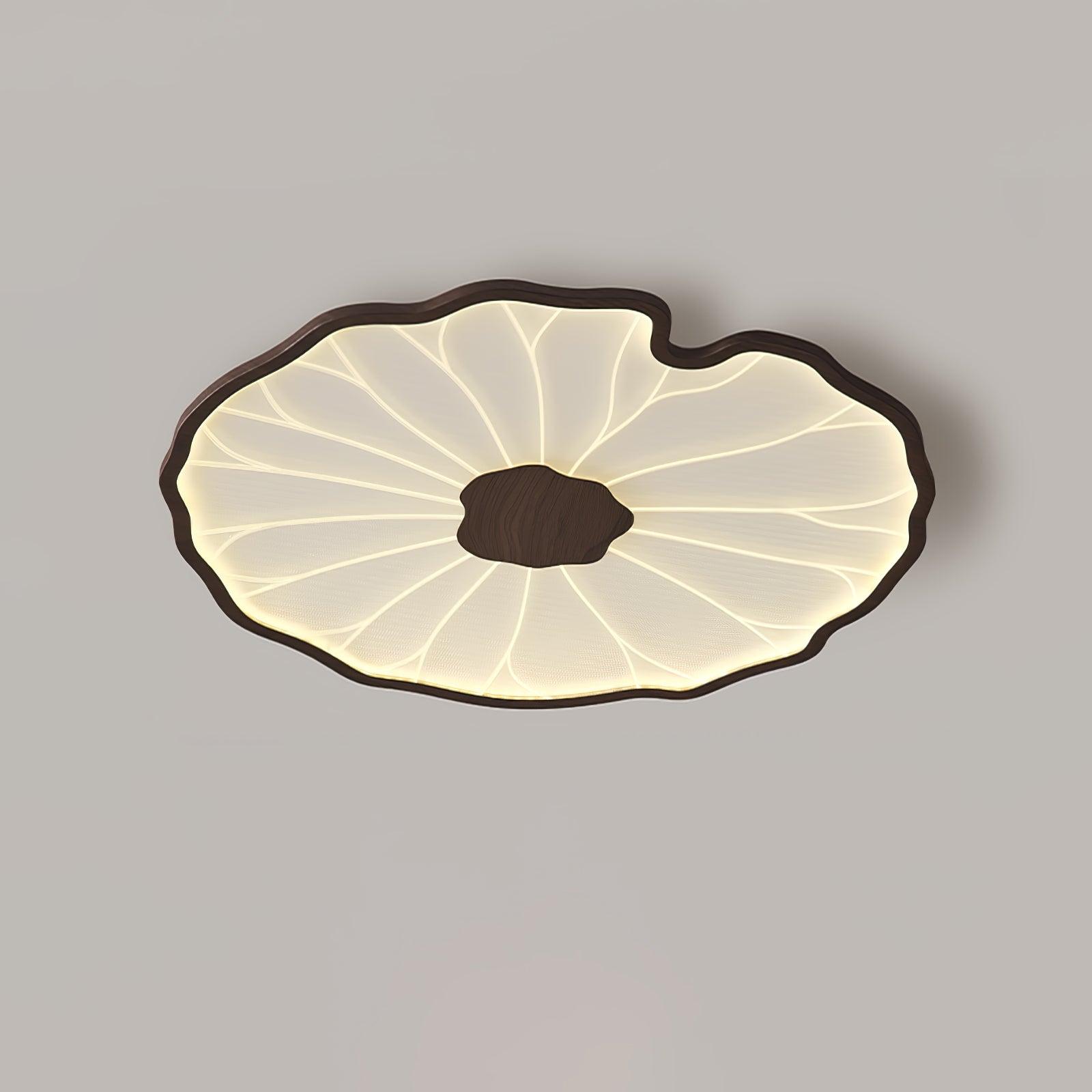 Lampa Sufitowa Modern Liść Lotosu z Drewnianym Wykończeniem i LED