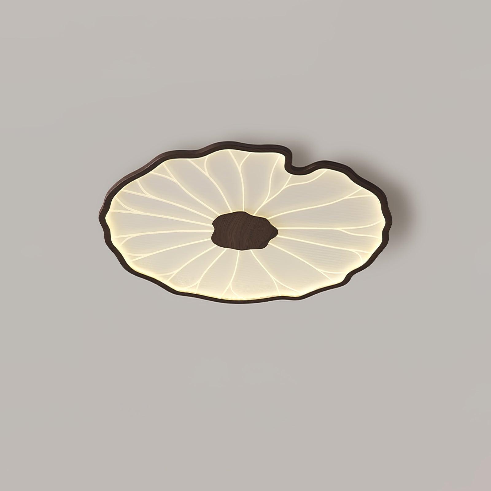 Lampa Sufitowa Modern Liść Lotosu z Drewnianym Wykończeniem i LED