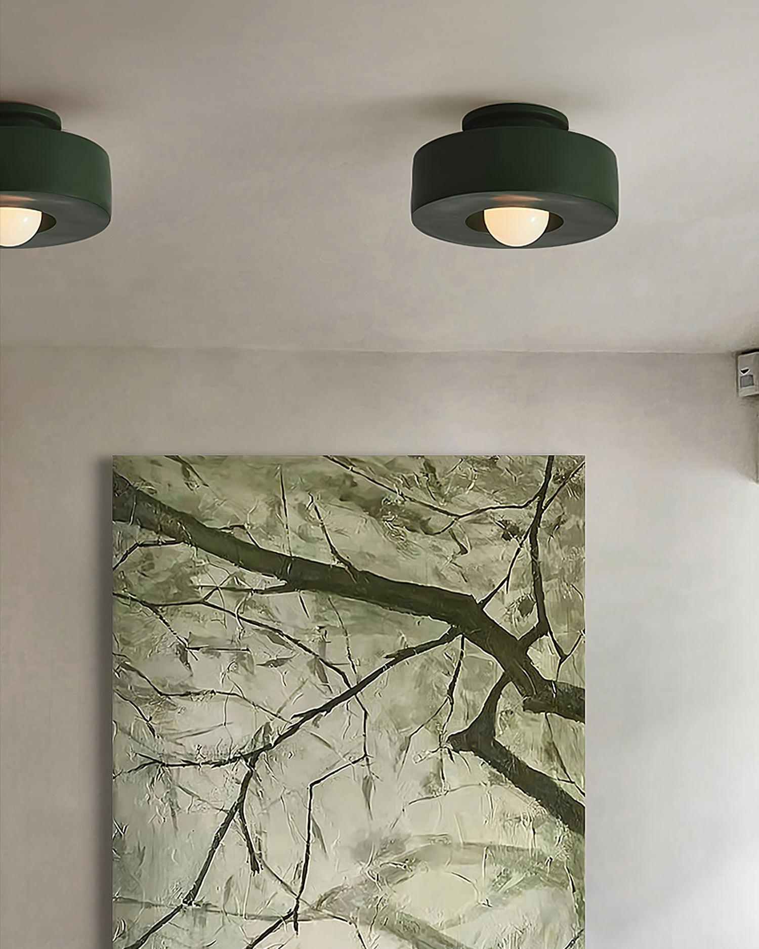 Lampa Sufitowa Modernistyczna z Okrągłą Kloszem i Mleczną Żarówką