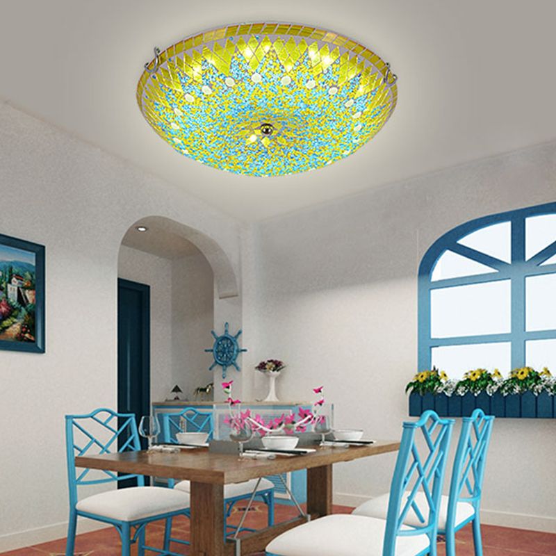 Lampa Sufitowa Mozaikowa Bohemian z Kolorowym Kloszem