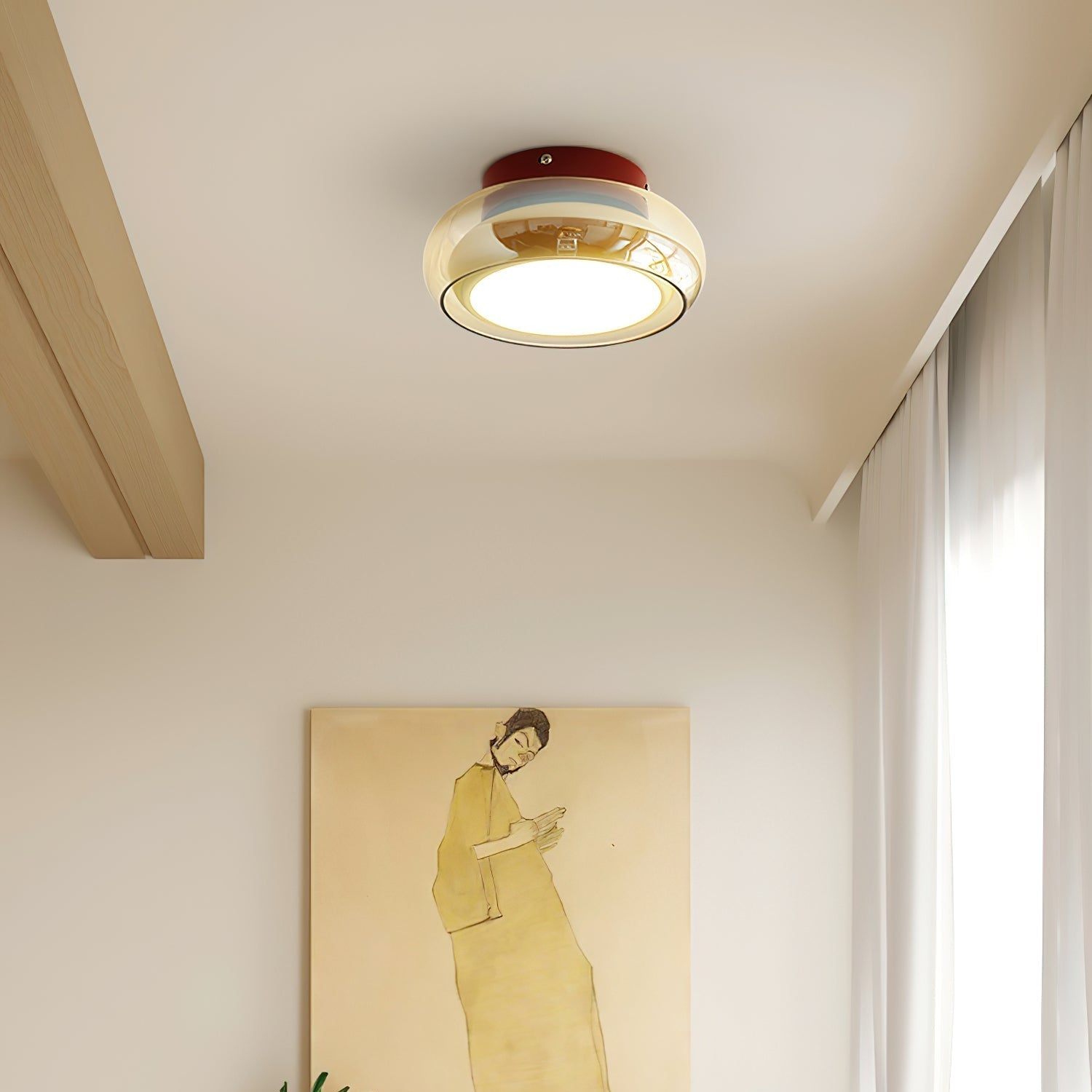 Lampa Sufitowa Natynkowa Retro ze Szklanym Kloszem