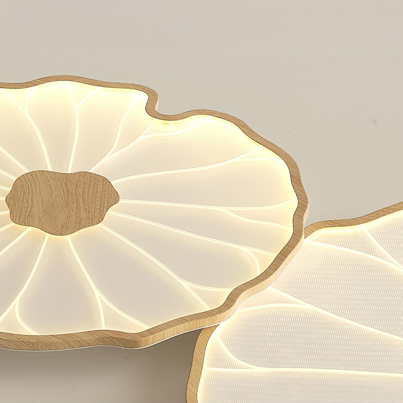 Lampa Sufitowa Nowoczesna w Kształcie Liścia Lotosu z Wykończeniem Drewnianym