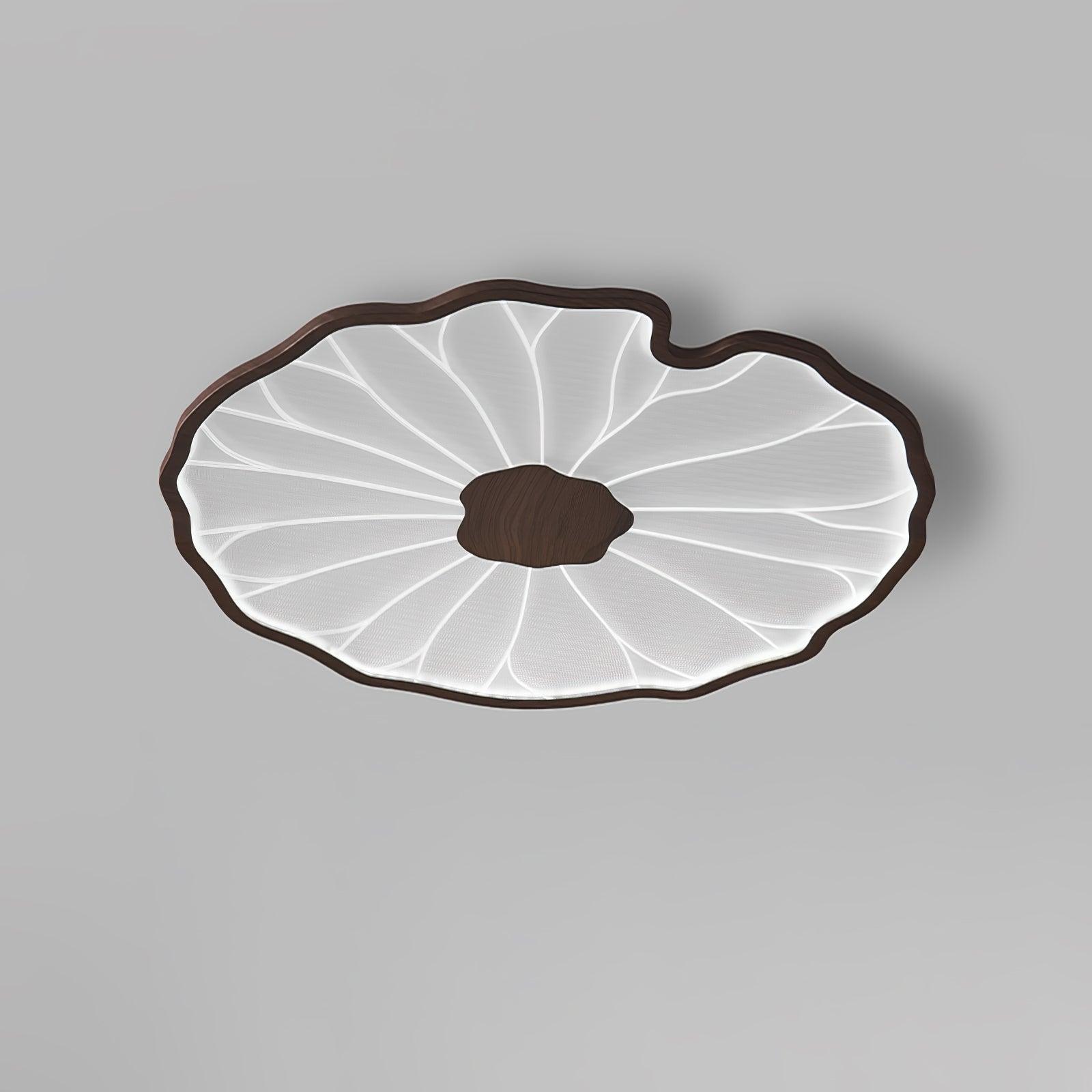 Lampa Sufitowa Nowoczesna w Kształcie Liścia Lotosu z Wykończeniem Drewnianym