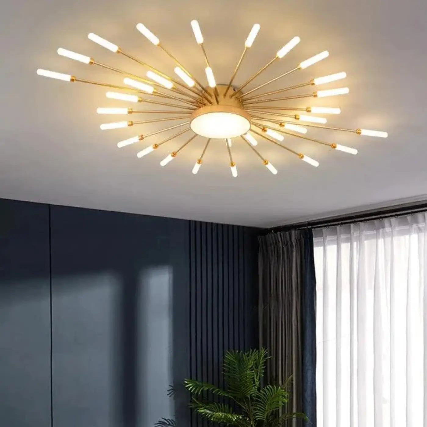 Lampa Sufitowa Nowoczesna w Kształcie Słońca z Świecącymi Ramionami LED