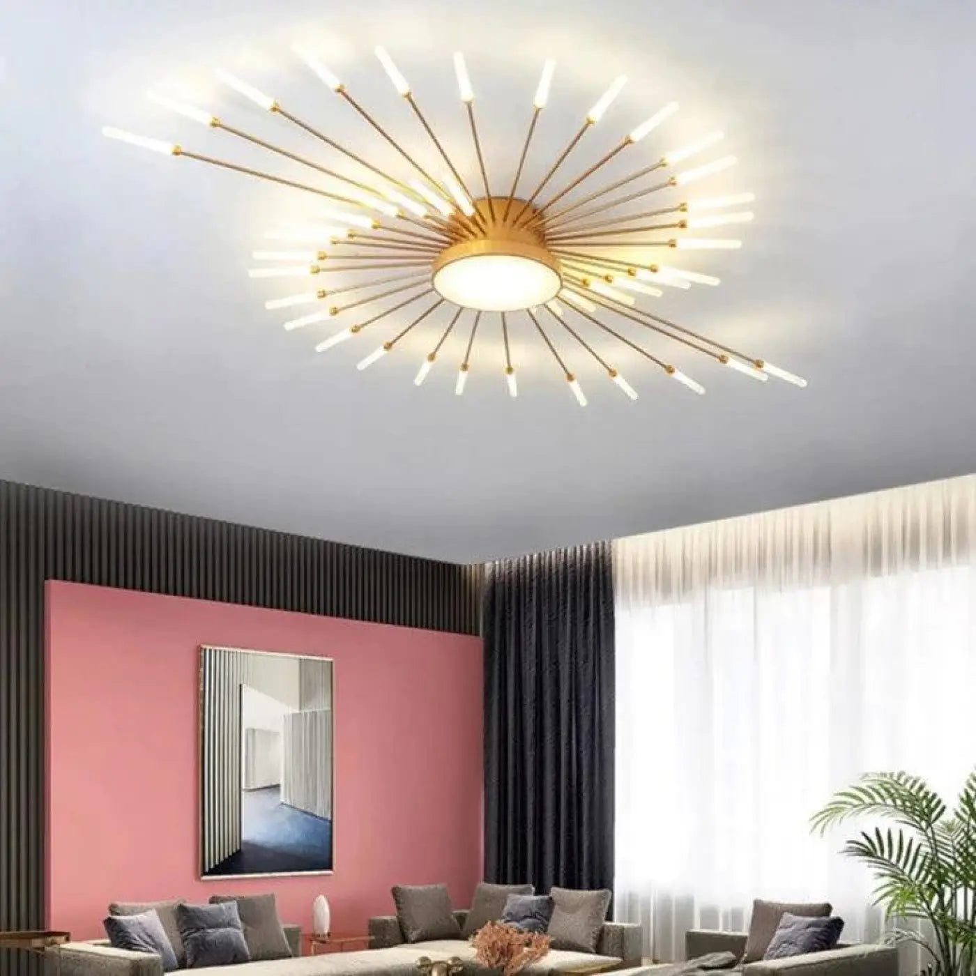 Lampa Sufitowa Nowoczesna w Kształcie Słońca z Świecącymi Ramionami LED