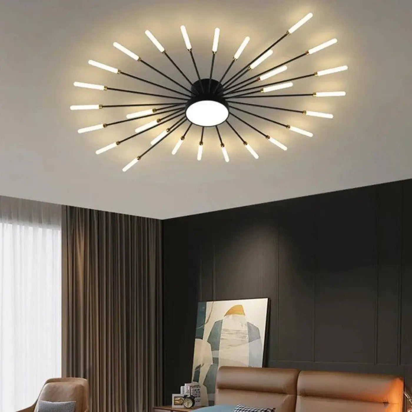 Lampa Sufitowa Nowoczesna w Kształcie Słońca z Świecącymi Ramionami LED