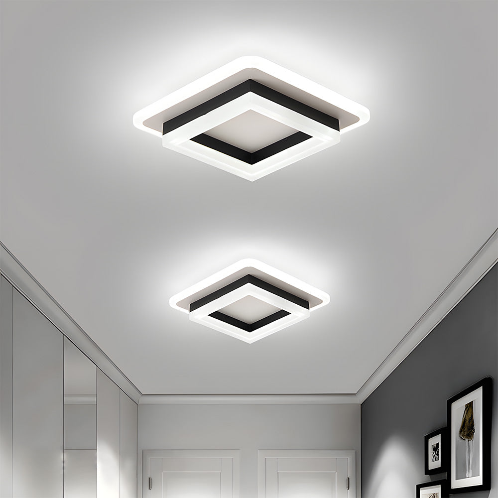 Lampa Sufitowa Nowoczesna z Kwadratowym Kloszem do Korytarza i Sypialni