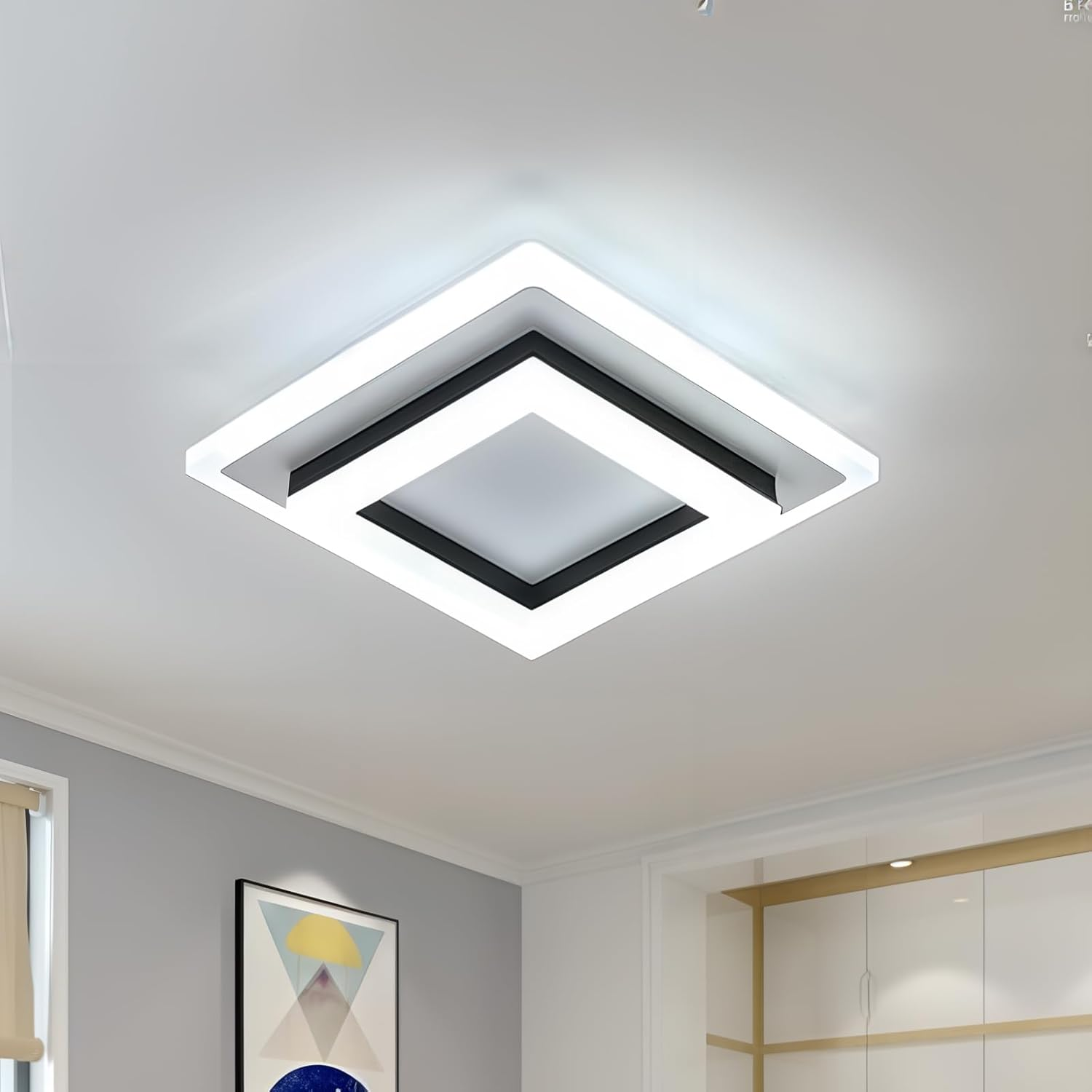Lampa Sufitowa Nowoczesna z Kwadratowym Kloszem do Korytarza i Sypialni