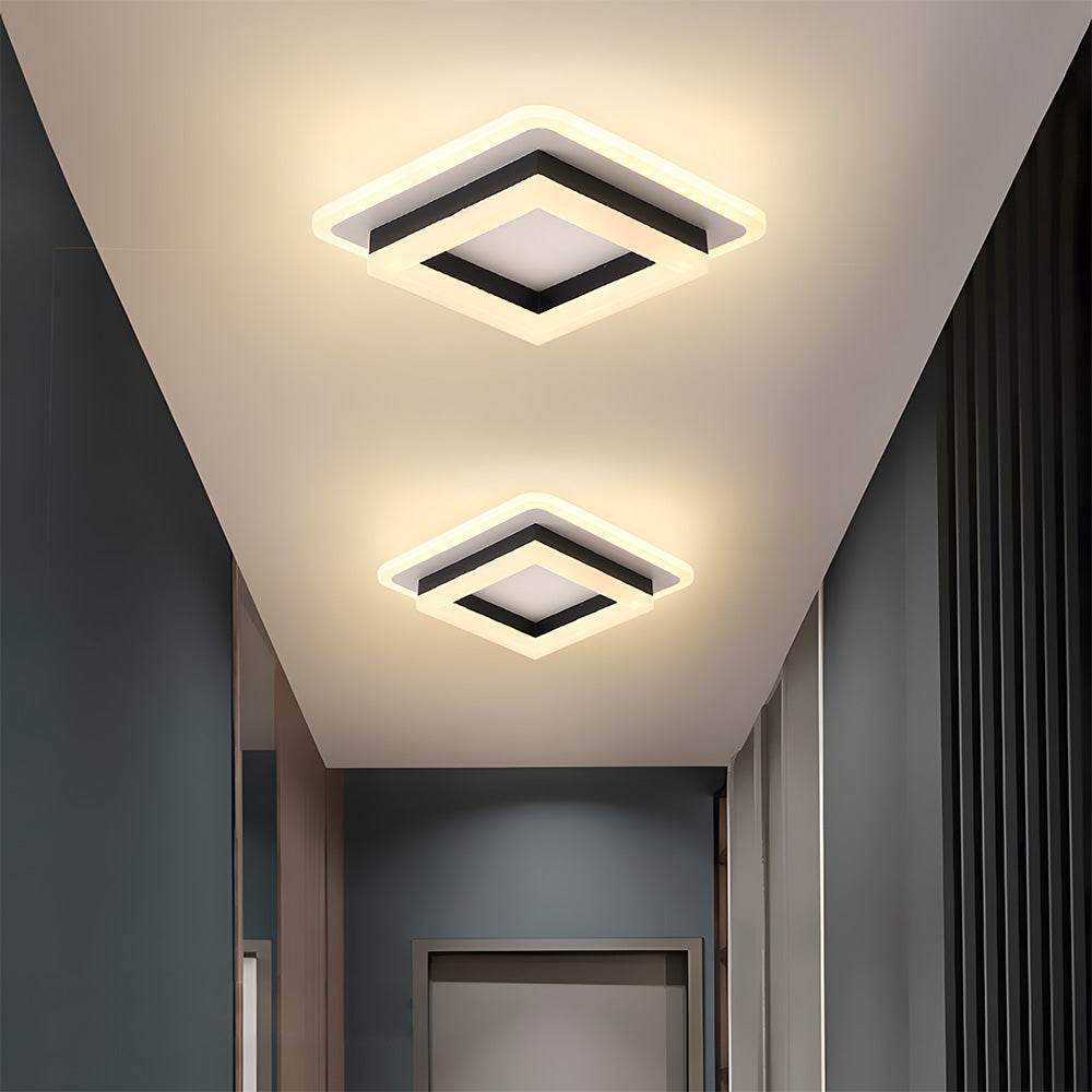 Lampa Sufitowa Nowoczesna z Kwadratowym Kloszem do Korytarza i Sypialni