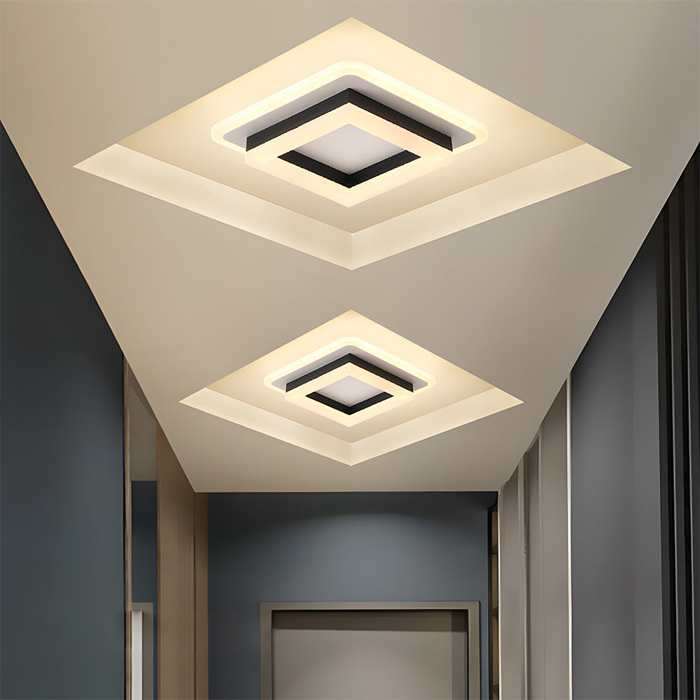 Lampa Sufitowa Nowoczesna z Kwadratowym Kloszem do Korytarza i Sypialni