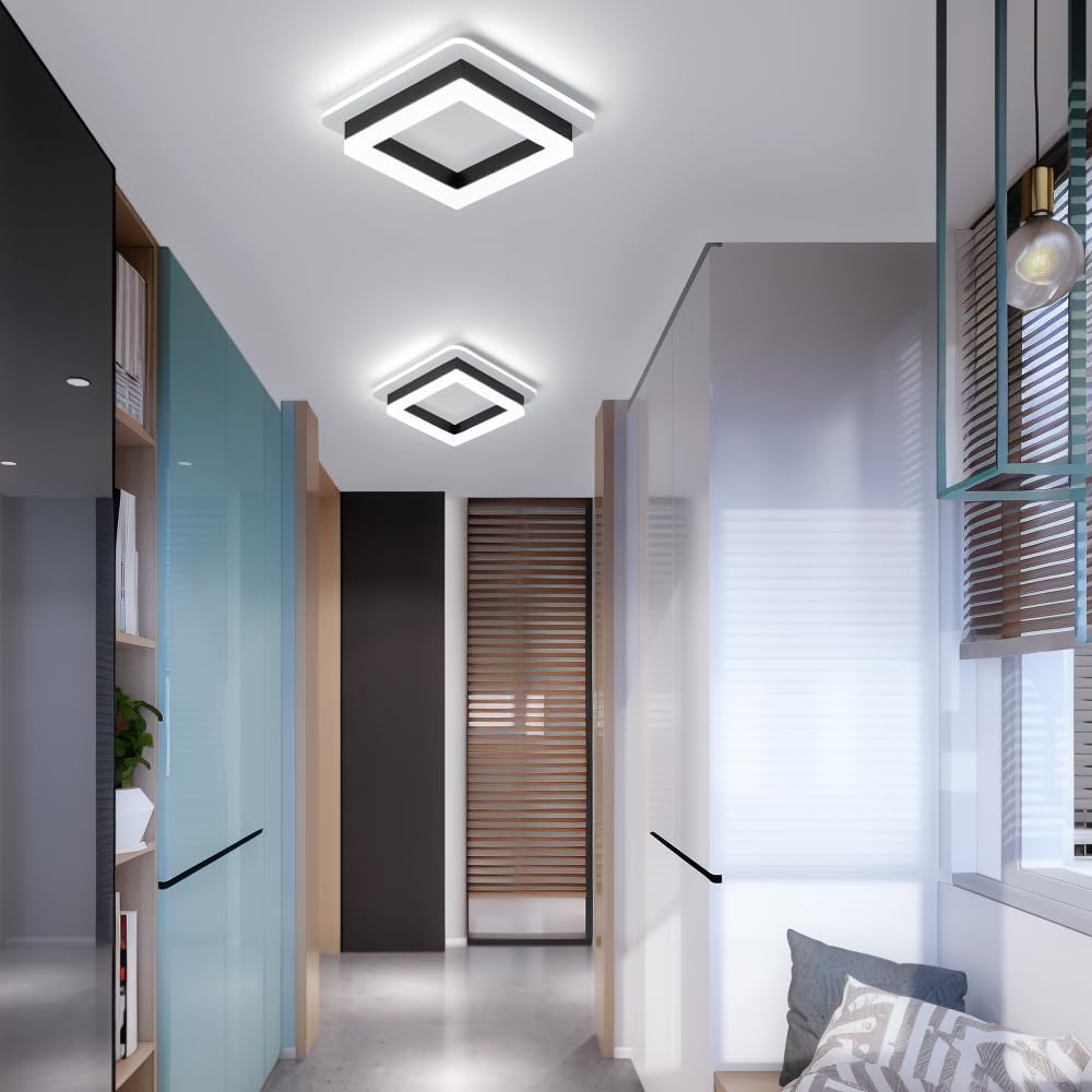 Lampa Sufitowa Nowoczesna z Kwadratowym Kloszem do Korytarza i Sypialni