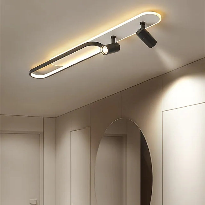Lampa Sufitowa Nowoczesna z Obrotowymi Spotami i Podświetleniem Obręczy
