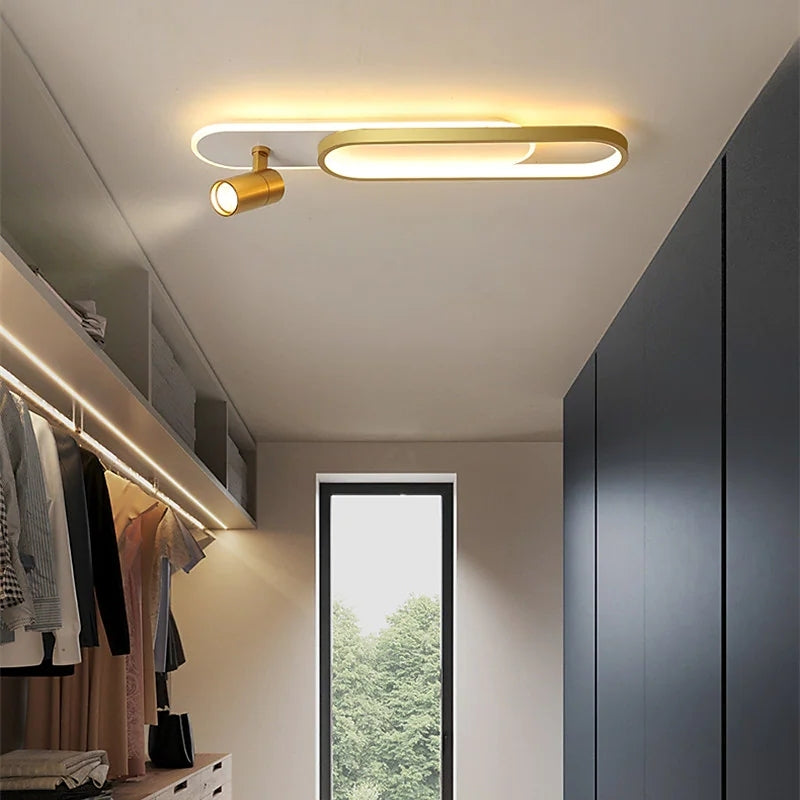 Lampa Sufitowa Nowoczesna z Obrotowymi Spotami i Podświetleniem Obręczy