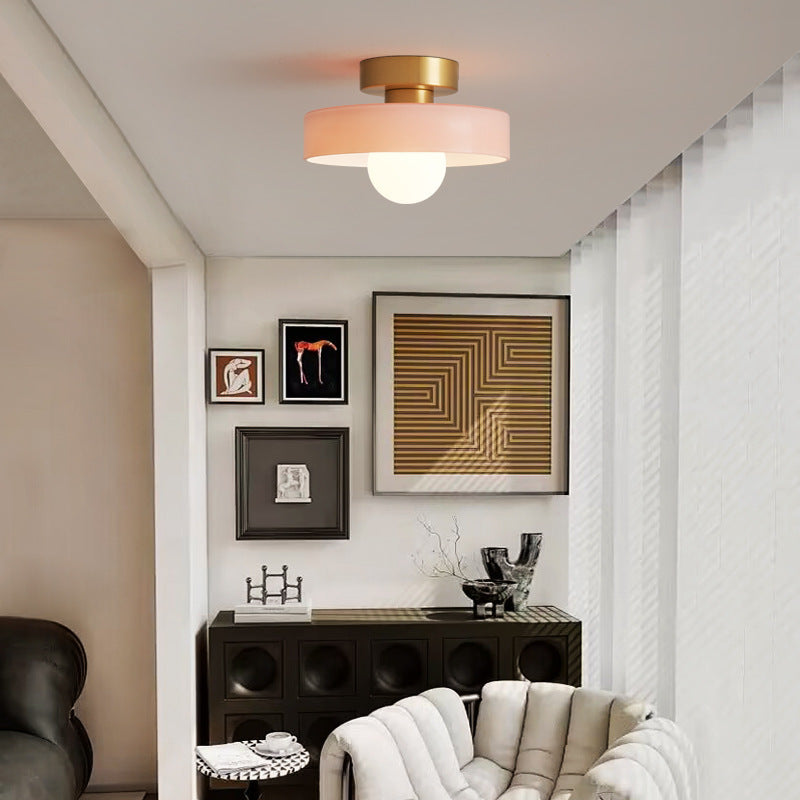 Lampa Sufitowa Nowoczesna z Okrągłym Kloszem i Żarówką Kulistą