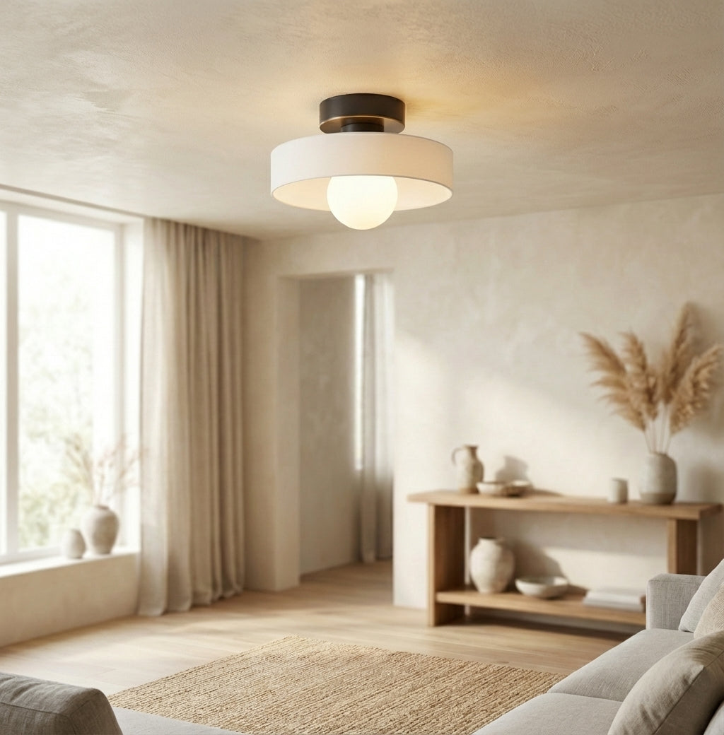 Lampa Sufitowa Nowoczesna z Okrągłym Kloszem i Żarówką Kulistą ##POS:2##
