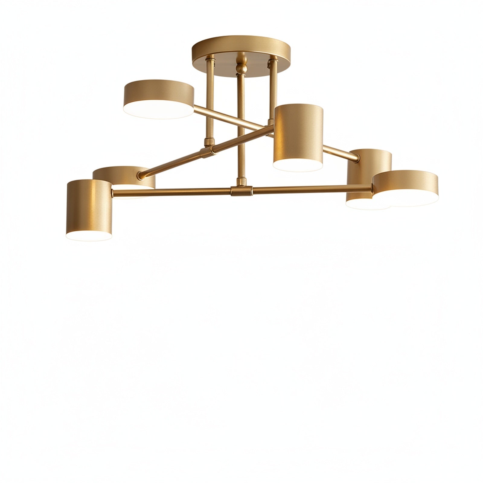 Lampa Sufitowa Nowoczesna z Sześcioma Cylindrycznymi Kloszami na Krzyżujących się Ramionach