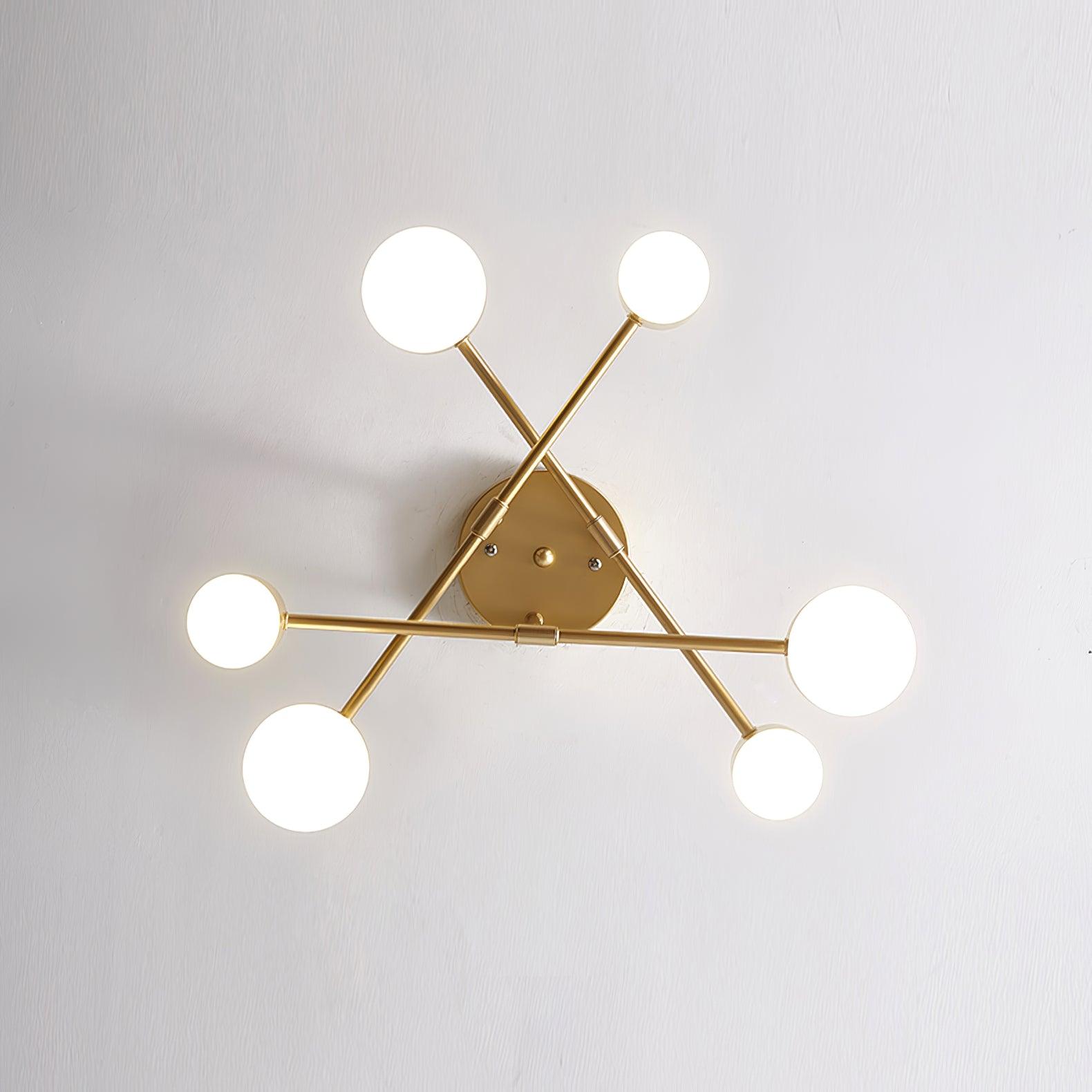 Lampa Sufitowa Nowoczesna z Sześcioma Cylindrycznymi Kloszami na Krzyżujących się Ramionach