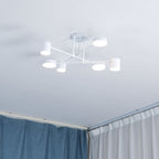 Lampa Sufitowa Nowoczesna z Sześcioma Cylindrycznymi Kloszami na Krzyżujących się Ramionach