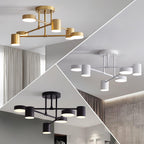Lampa Sufitowa Nowoczesna z Sześcioma Cylindrycznymi Kloszami na Krzyżujących się Ramionach