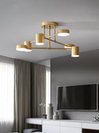 Lampa Sufitowa Nowoczesna z Sześcioma Cylindrycznymi Kloszami na Krzyżujących się Ramionach