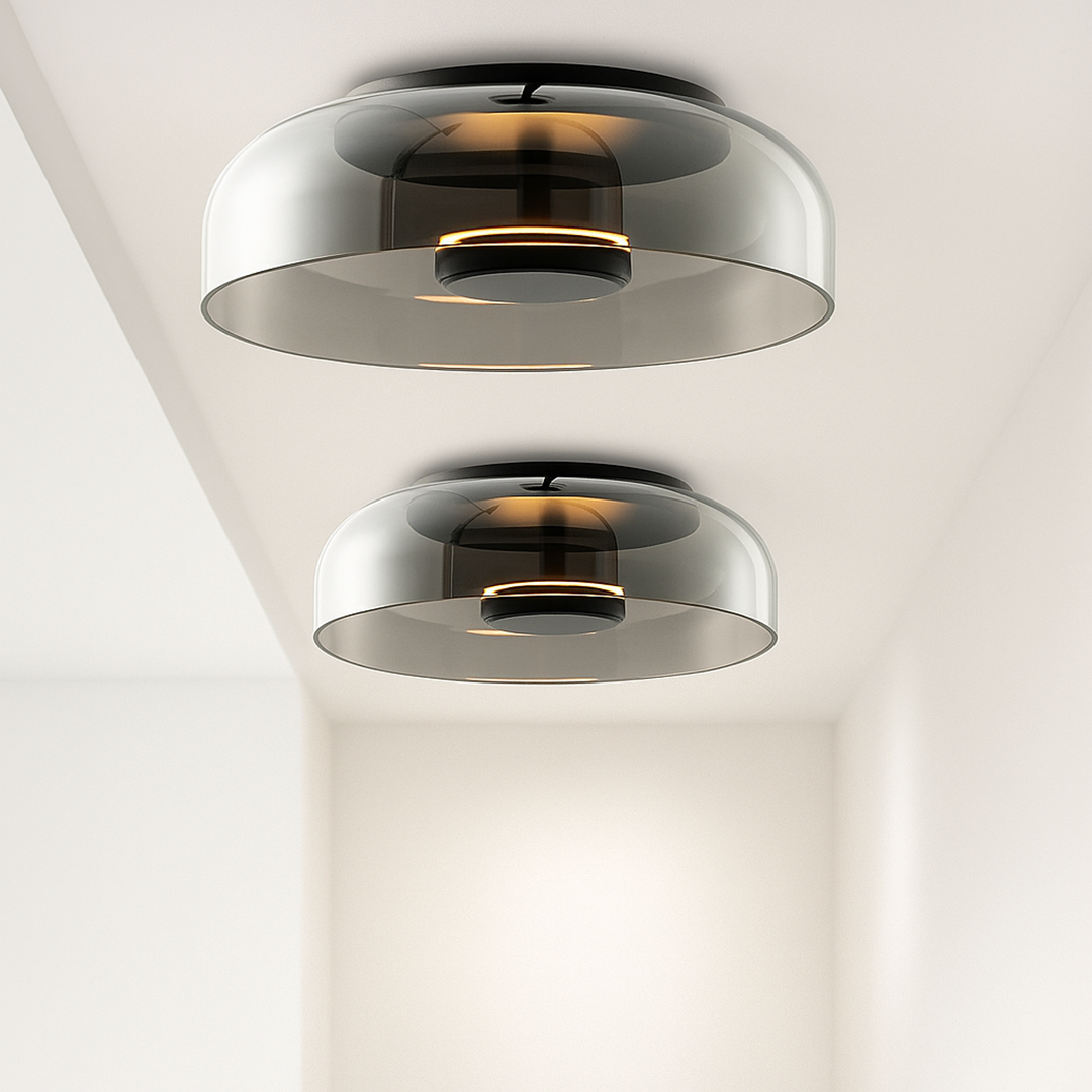 Lampa Sufitowa Nowoczesna ze Szklanym Kloszem i Zintegrowanym Źródłem LED