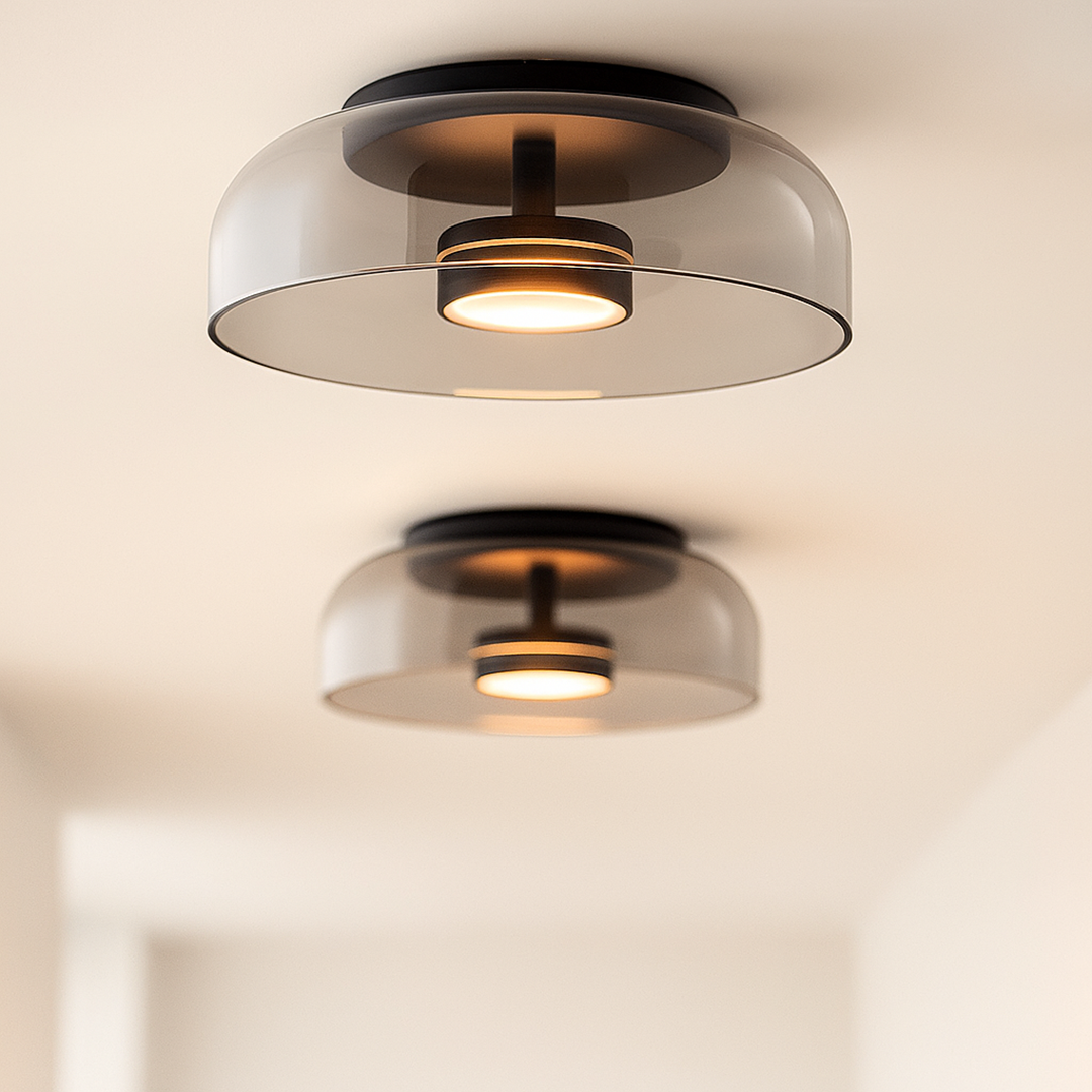 Lampa Sufitowa Nowoczesna ze Szklanym Kloszem i Zintegrowanym Źródłem LED