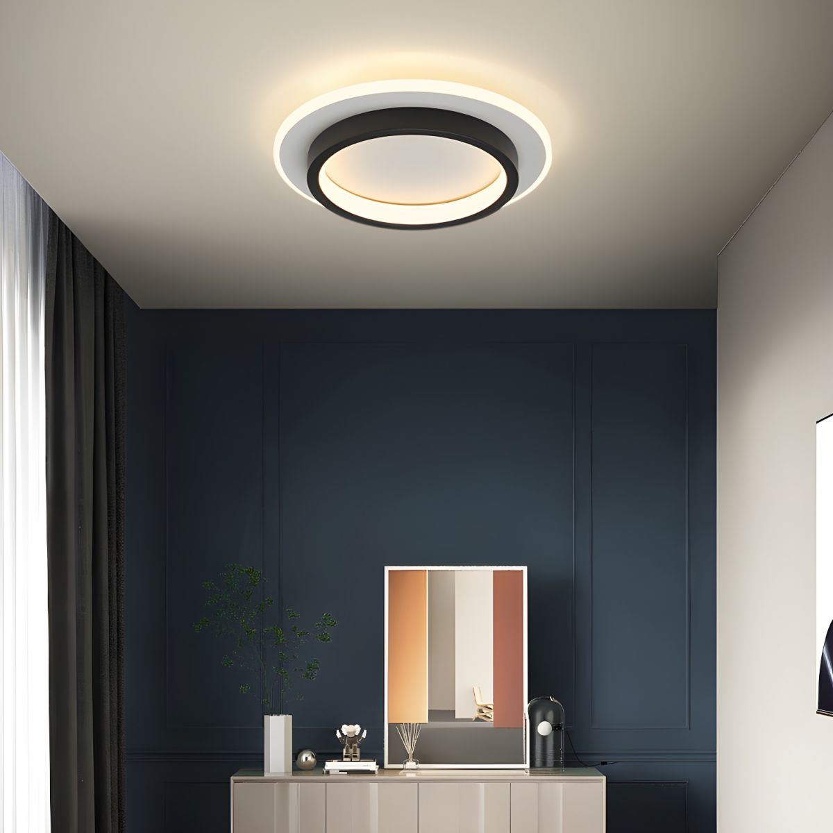 Lampa Sufitowa Okrągła Minimalistyczna z Podwójnym Pierścieniem