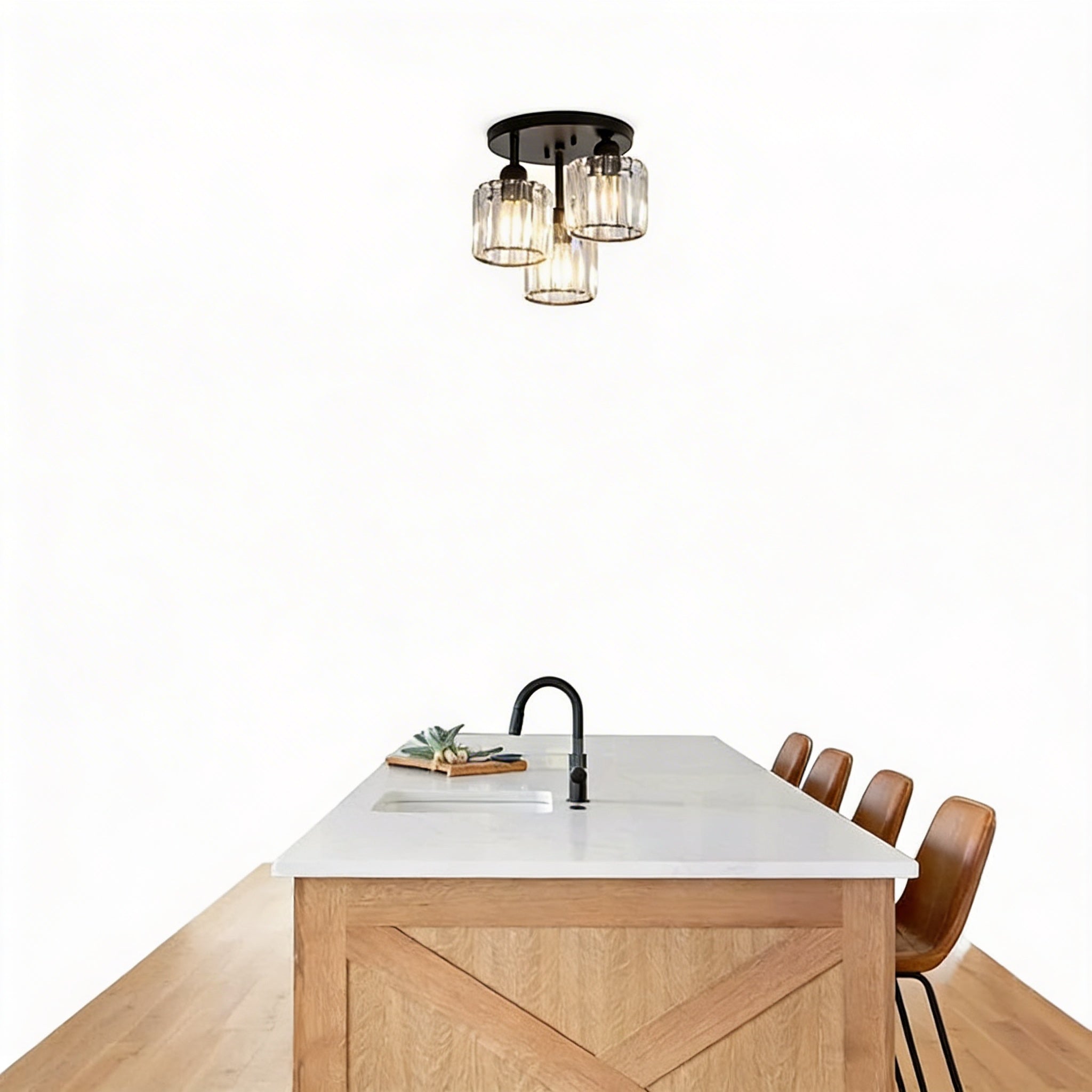 Lampa Sufitowa Półnatynkowa z Kryształowym Kloszem