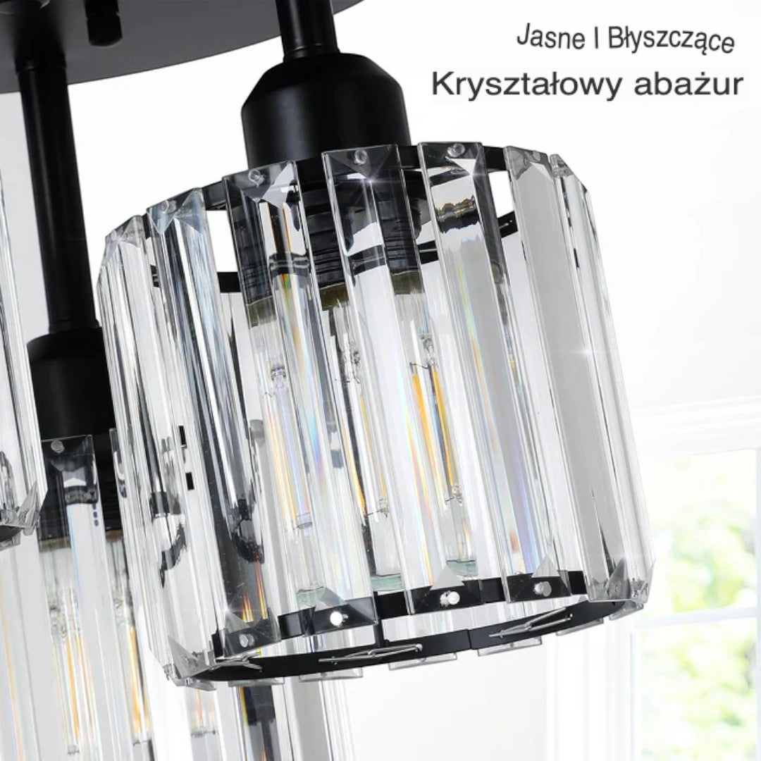 Lampa Sufitowa Półnatynkowa z Kryształowym Kloszem