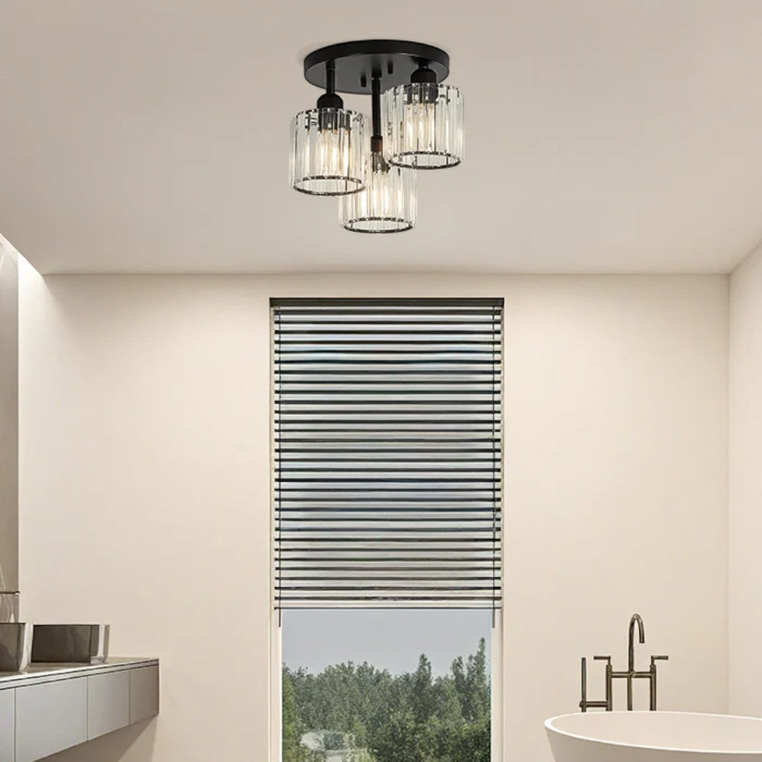 Lampa Sufitowa Półnatynkowa z Kryształowym Kloszem