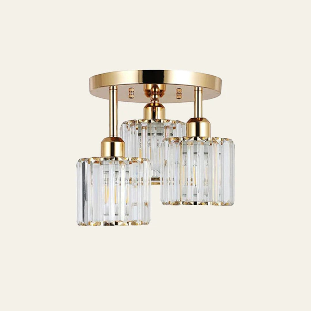 Lampa Sufitowa Półnatynkowa z Kryształowym Kloszem