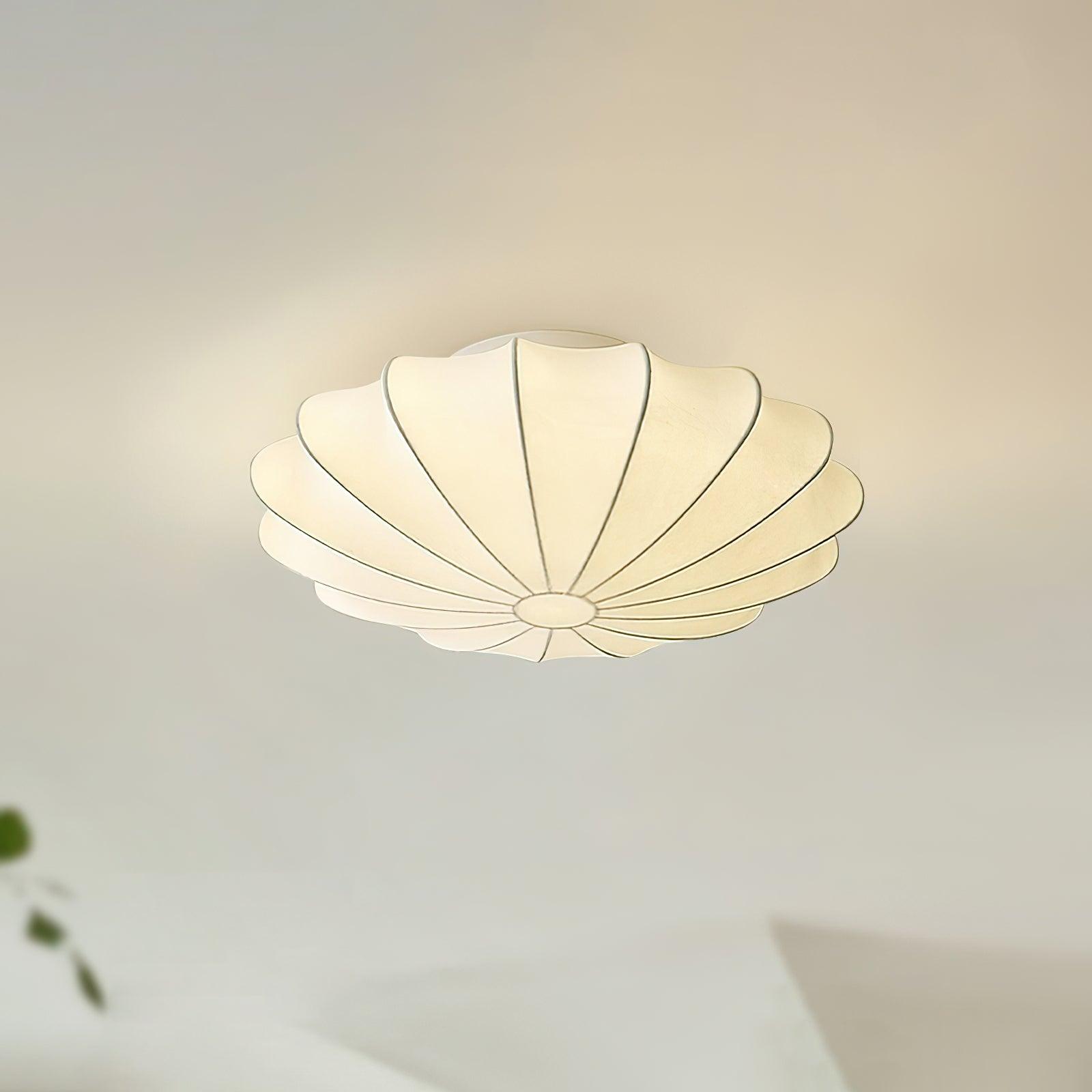 Lampa Sufitowa Retro z Jedwabnym Kloszem w Kształcie Kwiatu