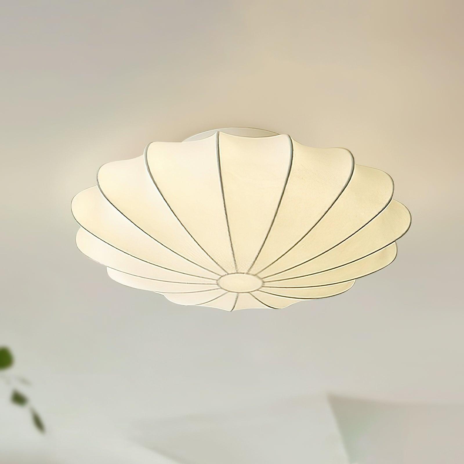 Lampa Sufitowa Retro z Jedwabnym Kloszem w Kształcie Kwiatu