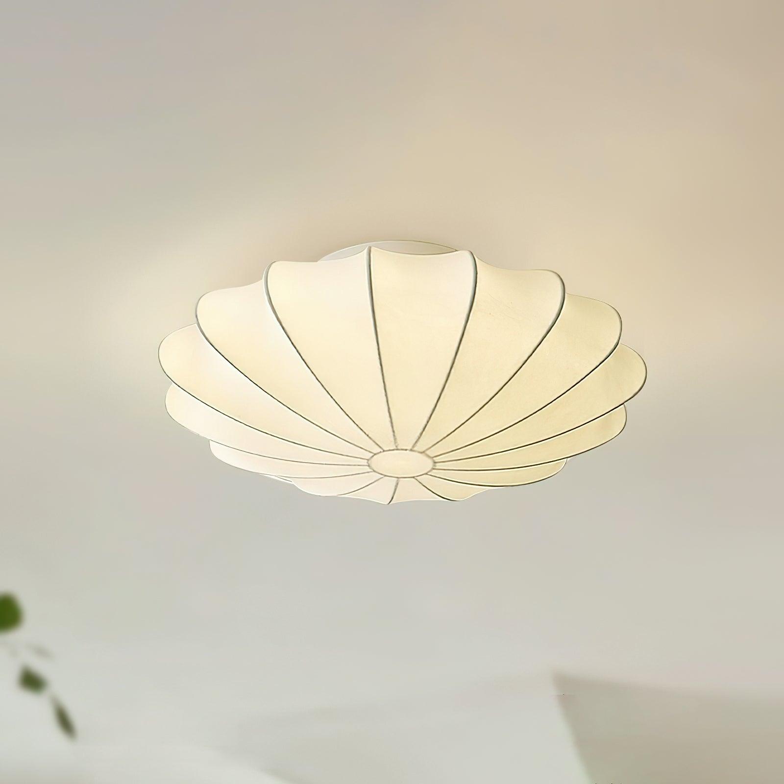 Lampa Sufitowa Retro z Jedwabnym Kloszem w Kształcie Kwiatu