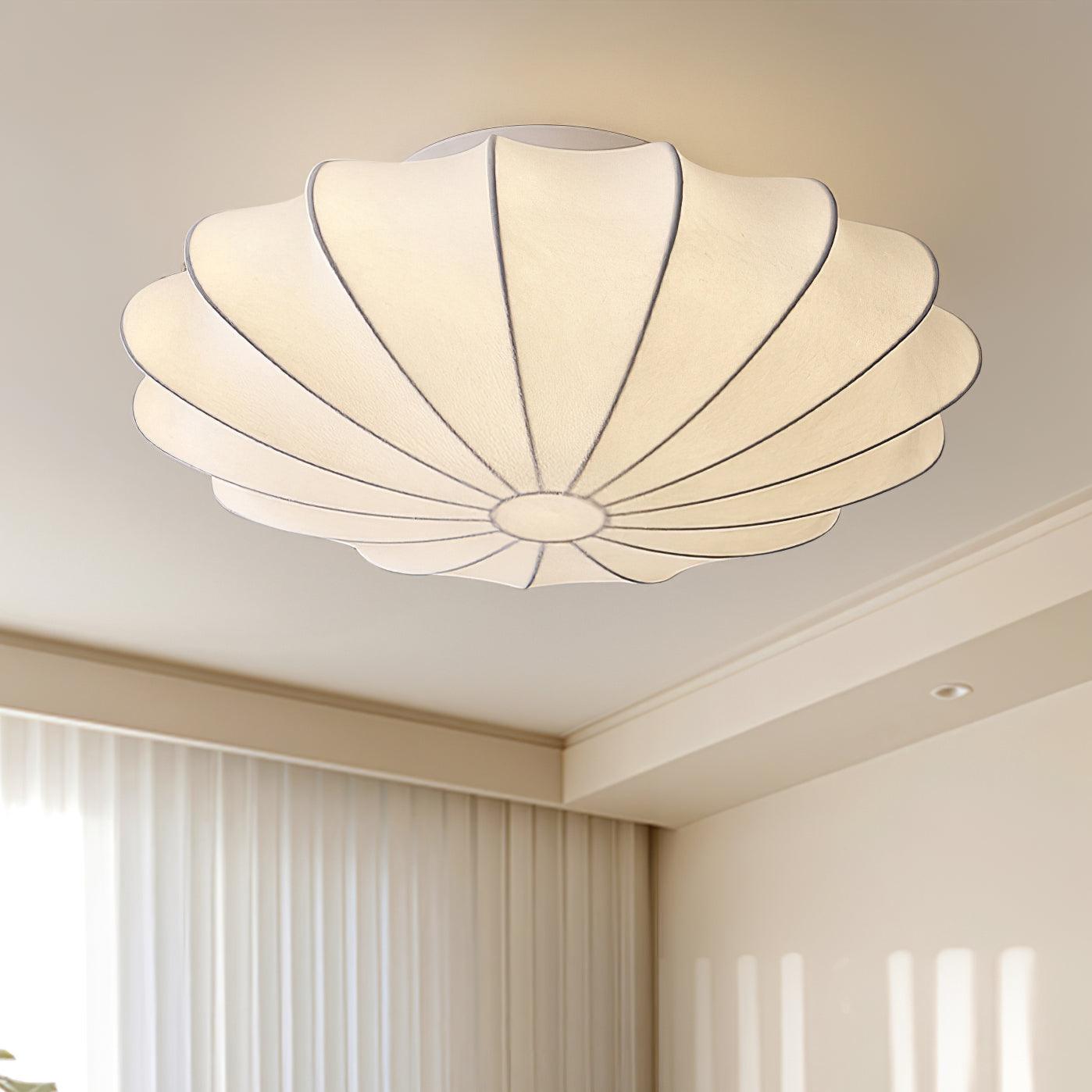 Lampa Sufitowa Retro z Jedwabnym Kloszem w Kształcie Kwiatu