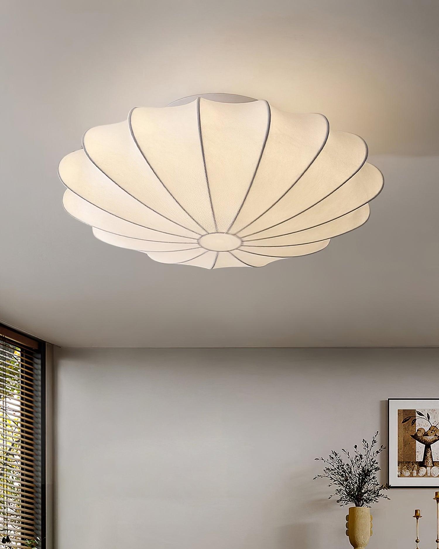 Lampa Sufitowa Retro z Jedwabnym Kloszem w Kształcie Kwiatu