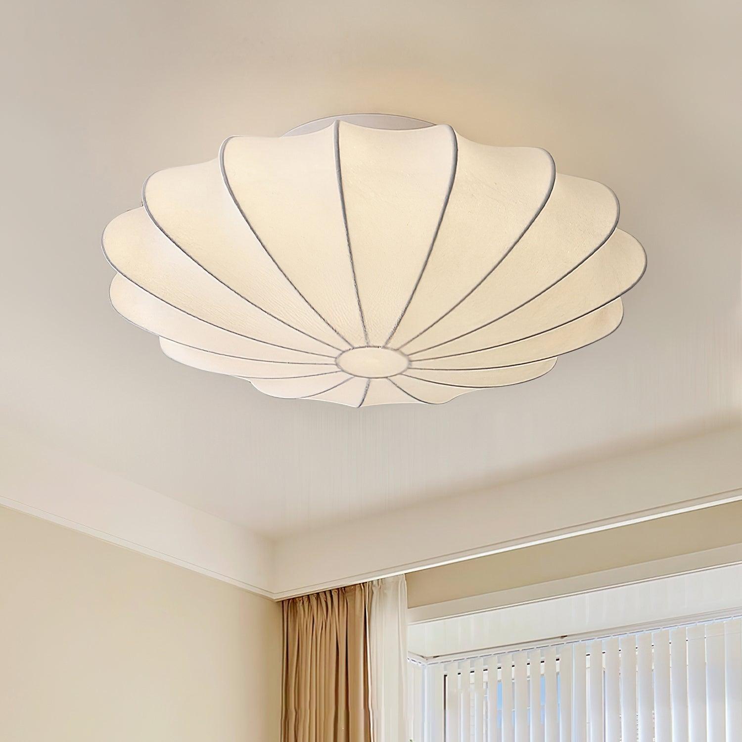Lampa Sufitowa Retro z Jedwabnym Kloszem w Kształcie Kwiatu