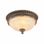 Lampa Sufitowa Retro z Kloszem Szklanym i Ornamentową Oprawą