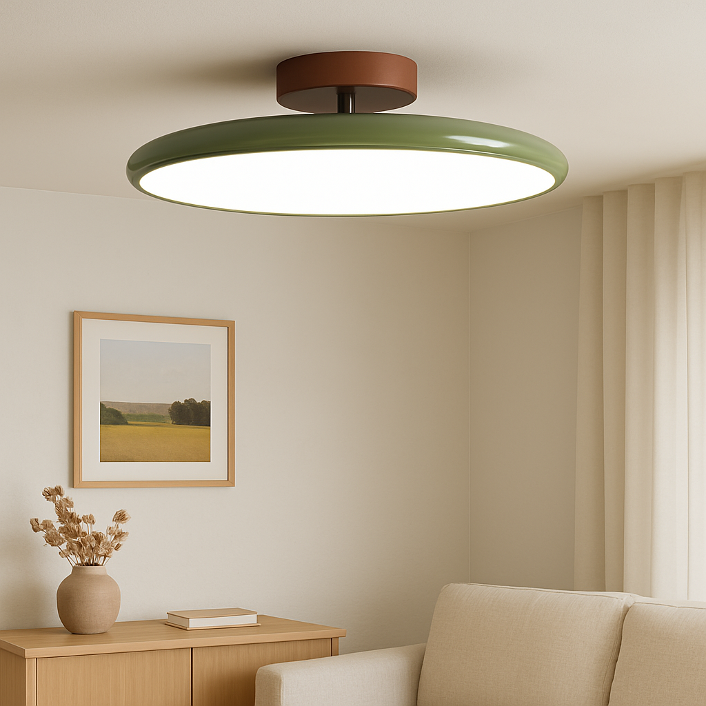 Lampa Sufitowa Retro z Okrągłym Kloszem i Regulowanym Nachyleniem
