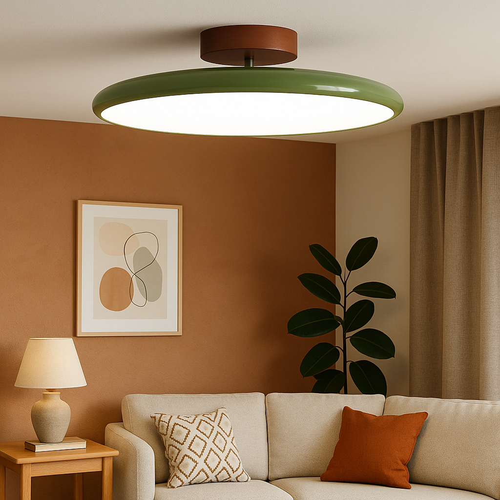 Lampa Sufitowa Retro z Okrągłym Kloszem i Regulowanym Nachyleniem