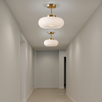 Lampa Sufitowa Retro z Owalnym Kloszem Szklanym