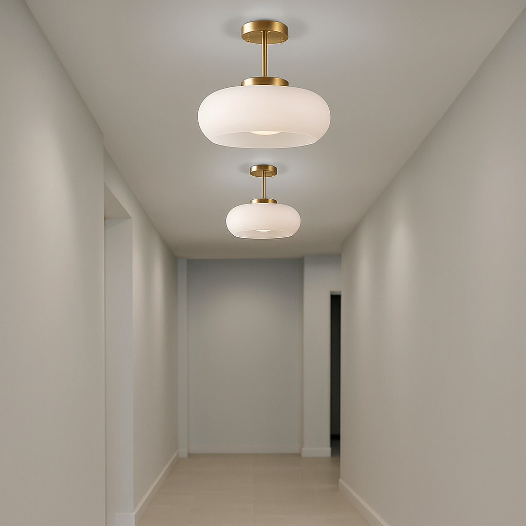 Lampa Sufitowa Retro z Owalnym Kloszem Szklanym
