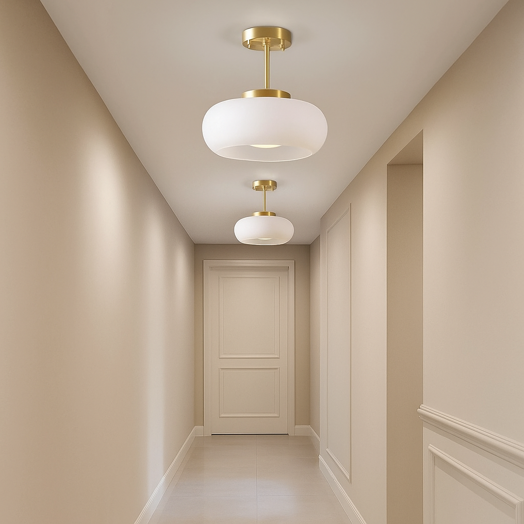 Lampa Sufitowa Retro z Owalnym Kloszem Szklanym