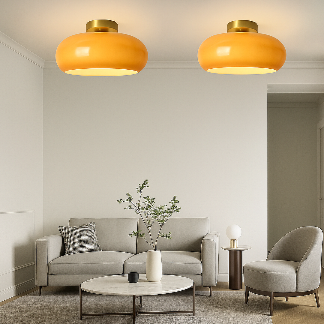 Lampa Sufitowa Retro z Owalnym Kloszem Szklanym